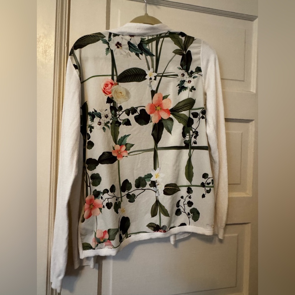 Ted Baker Cream and Pink Floral Cardigan  Size 3